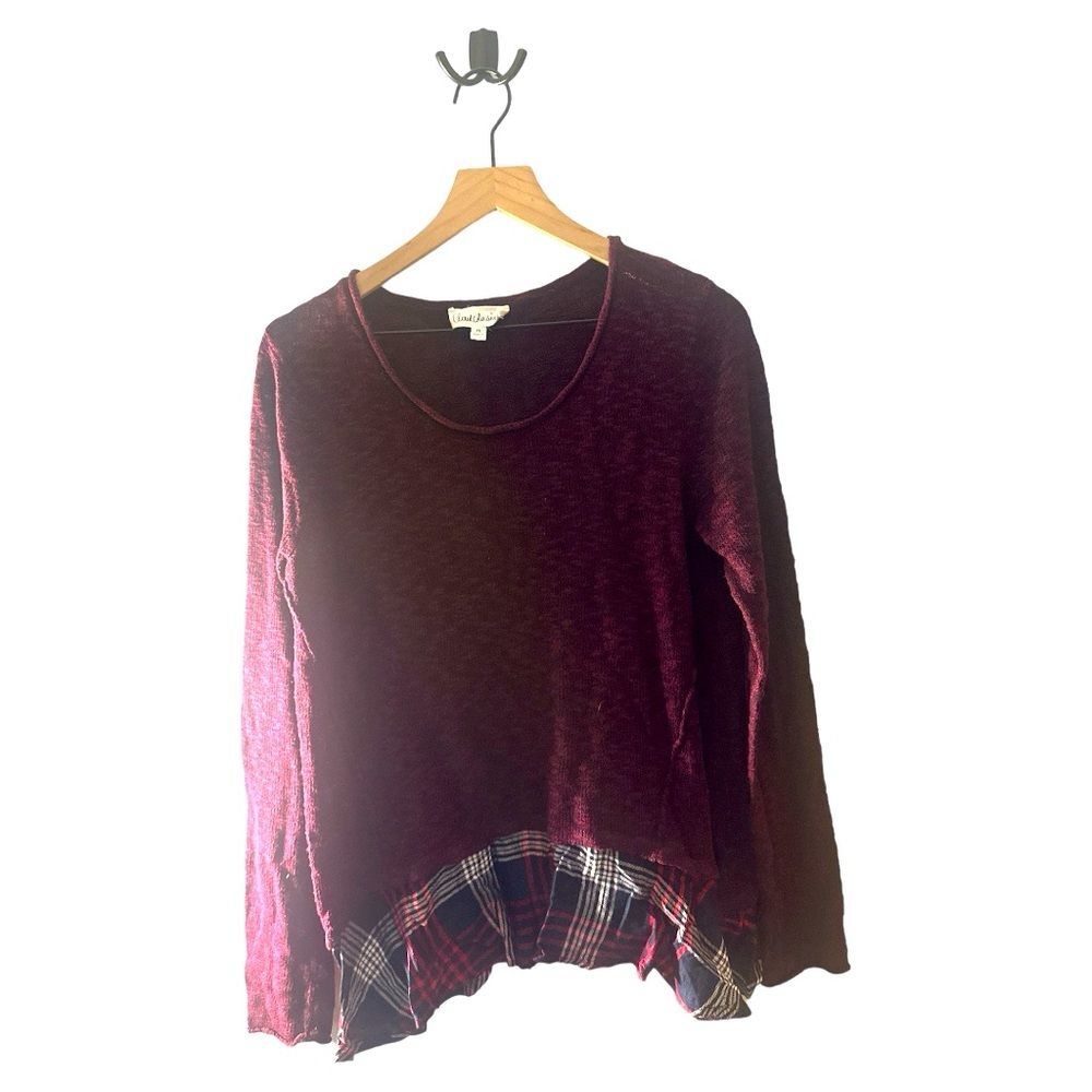 Cloud Chaser Tunic Top Plaid‎ Hem Long Sleeve Casual Pullover XL